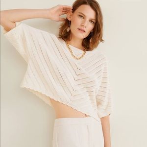 MANGO CELESTE SWEATER CREAM Openwork knit new with tags S-M recycled cotton